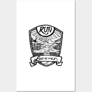 Run Forever - Black and white Posters and Art